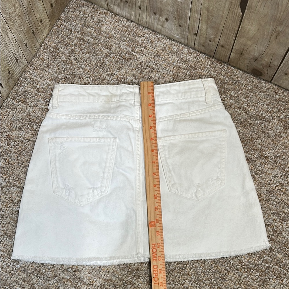 White Zara Denim Mini Skirt Small - Picture 5 of 13